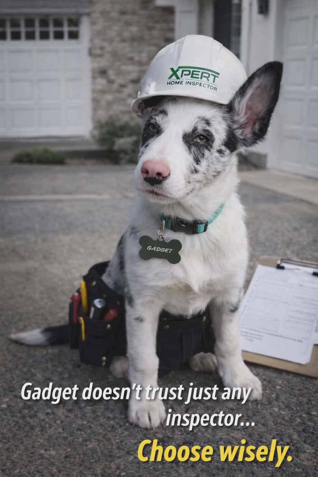 Gadget — the official Xpert Home Inspector company mascot and Inspector-in-Training